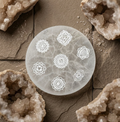 7 Chakra Selenite Disc Round