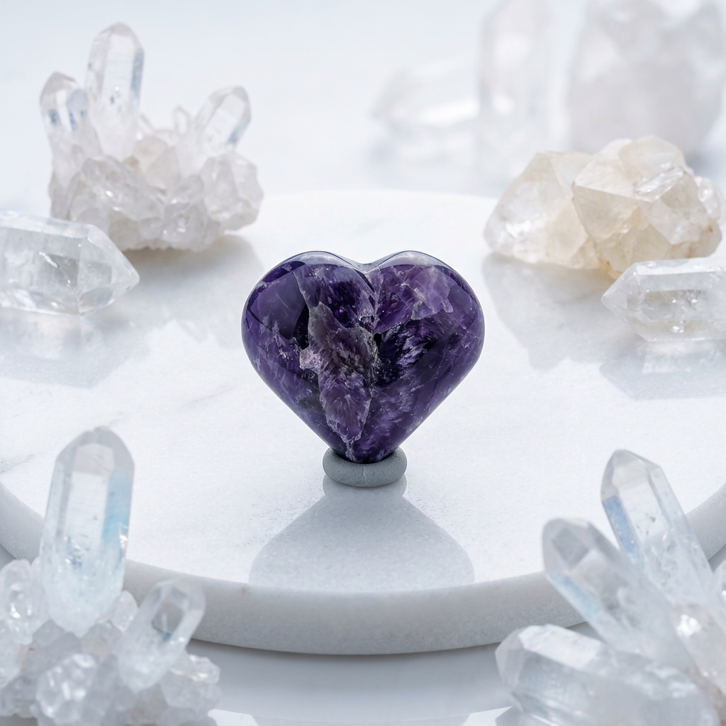 Amethyst Heart Shape Palm Stone