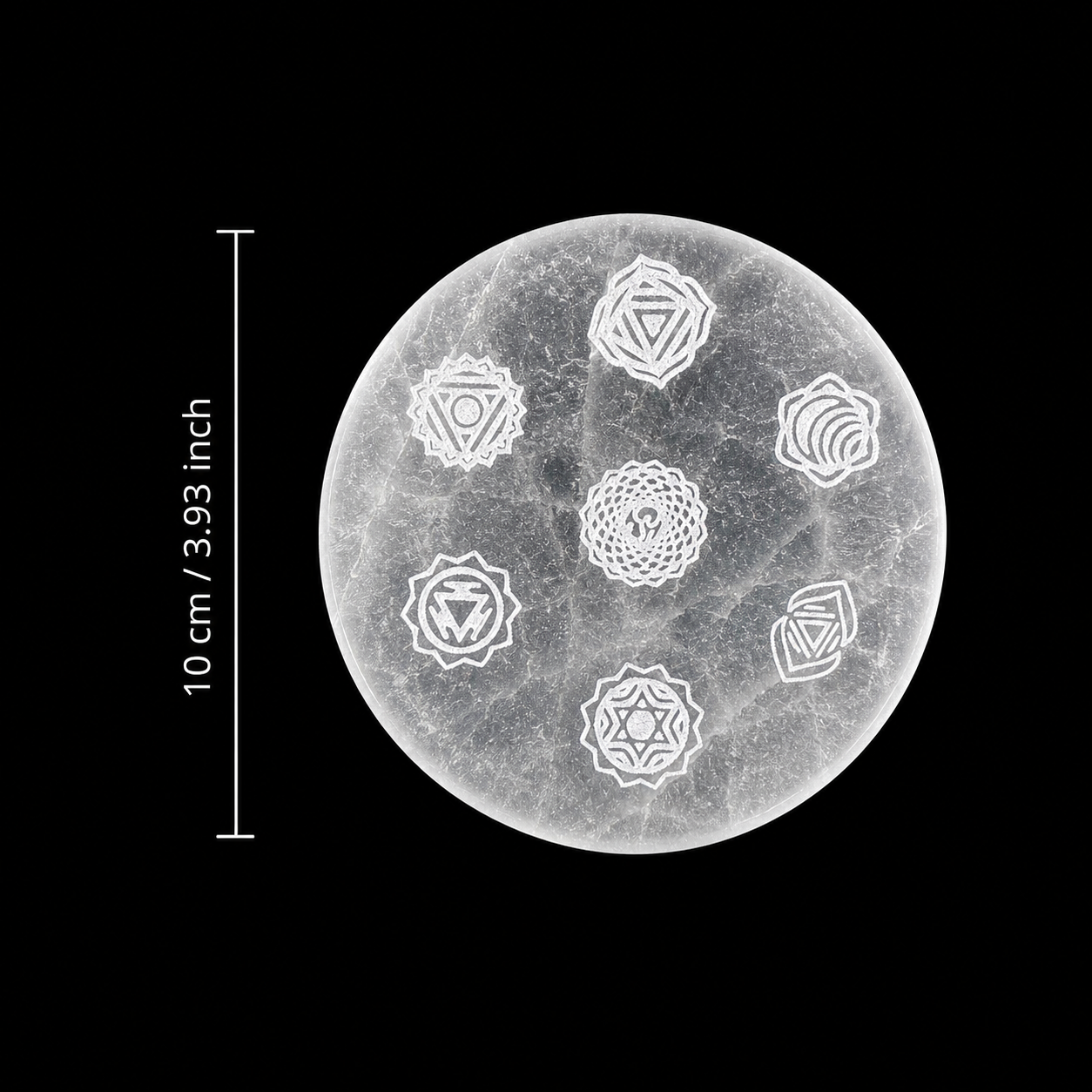 7 Chakra Selenite Disc Round