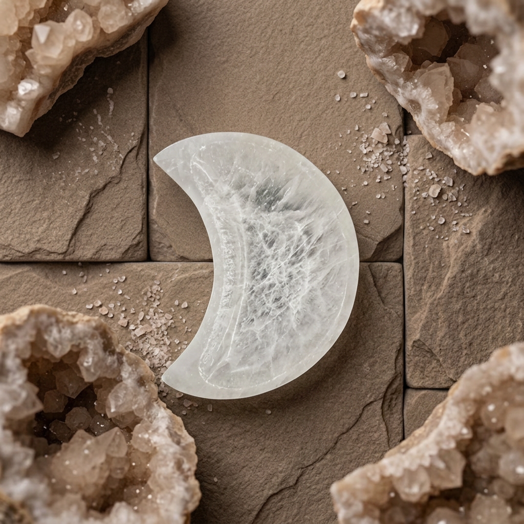 Half Moon Selenite Bowl 12 cm