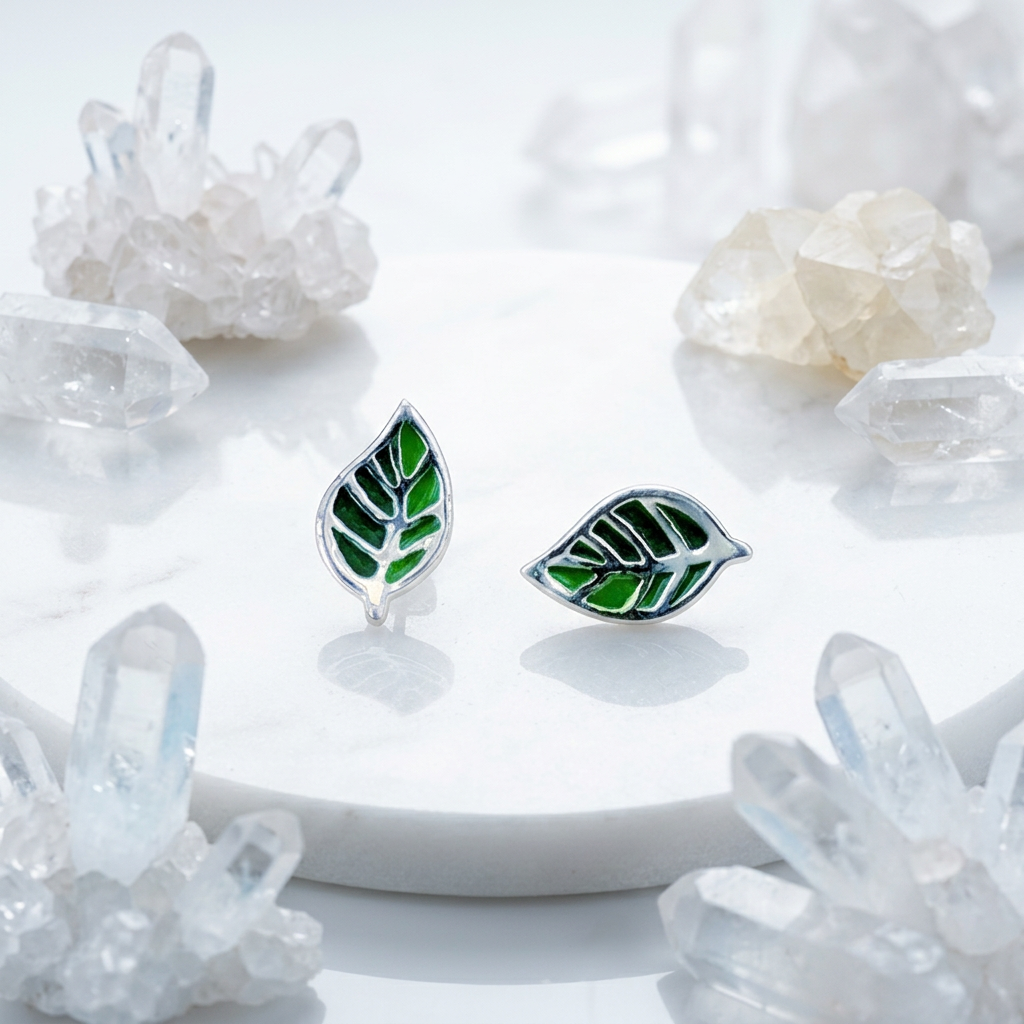 Matcha Leaf Minis meenakari earrings
