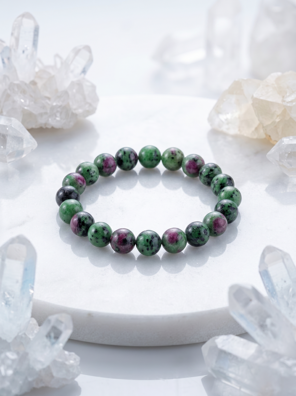 Natural Ruby Zoisite Bracelet – Healing Crystal for Vitality, Passion & Spiritual Awakening