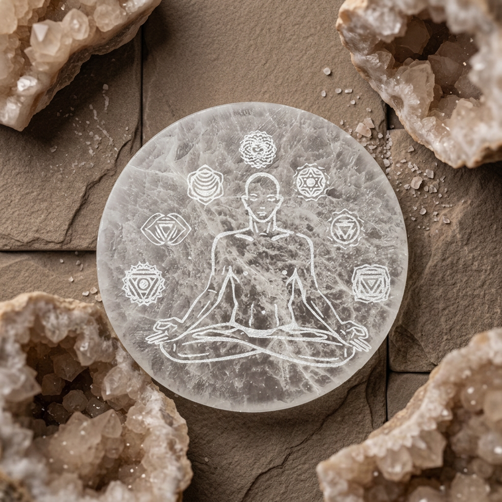 Natural Selenite Disc – Round 7 Chakra