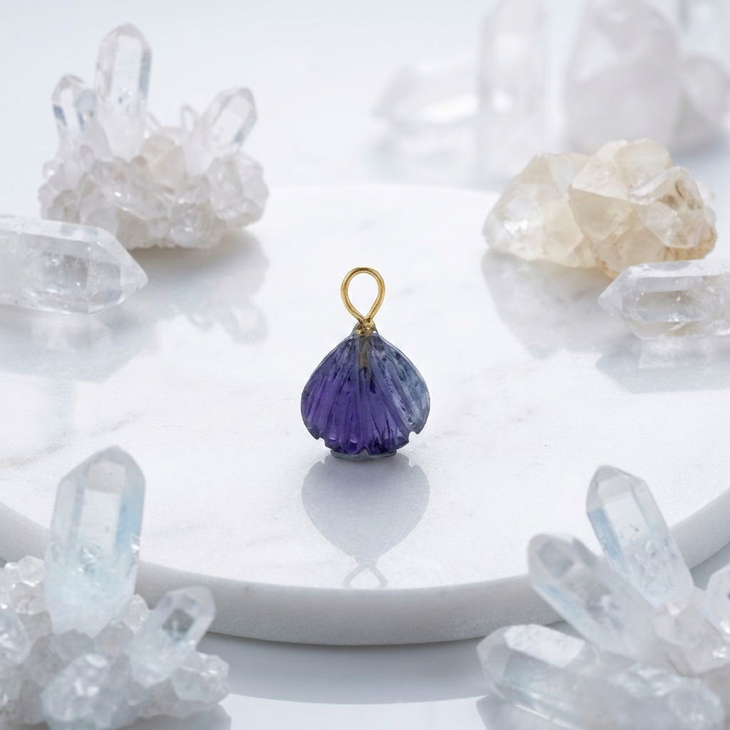 Shell Shape Fluorite Silver Pendant