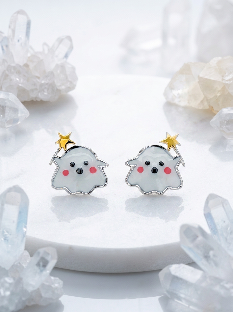 Star Catcher Ghost Meenakari meenakari earrings