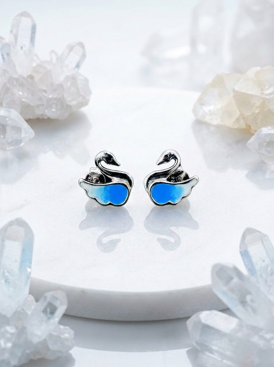 The Royal Cobalt Swan Earrings