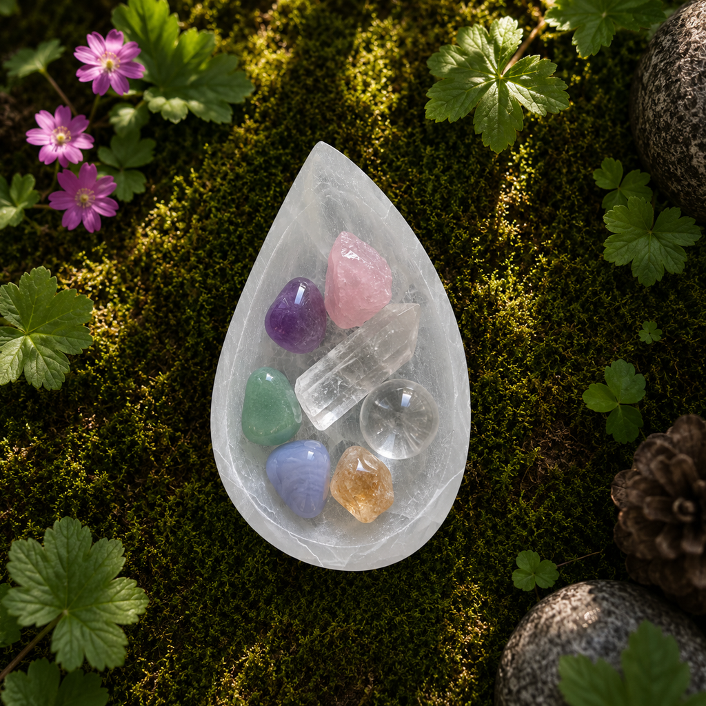 Freeform Leaf Selenite Bowl