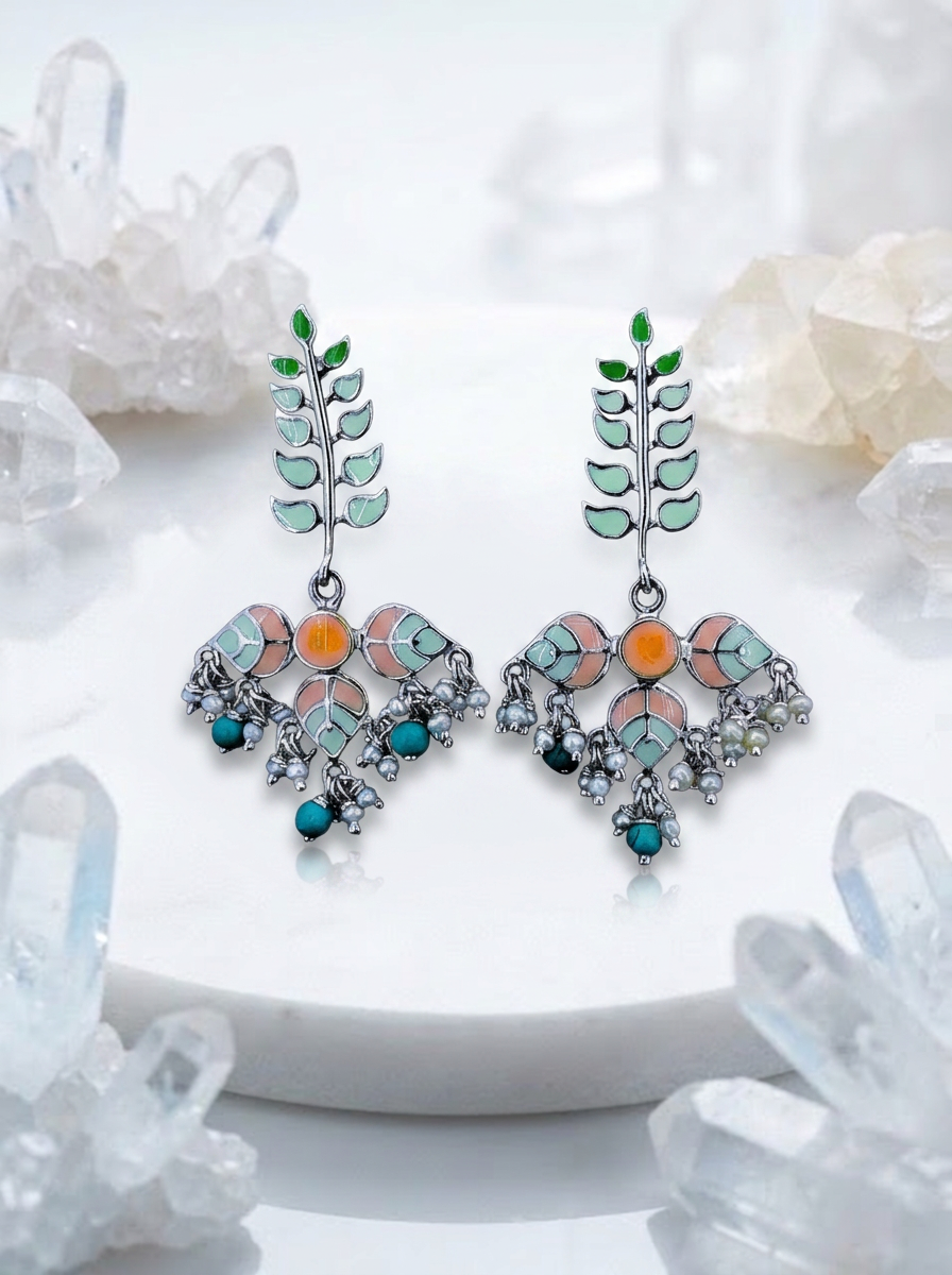 Zuri Turquoise Enamel Dangles meenakari earrings