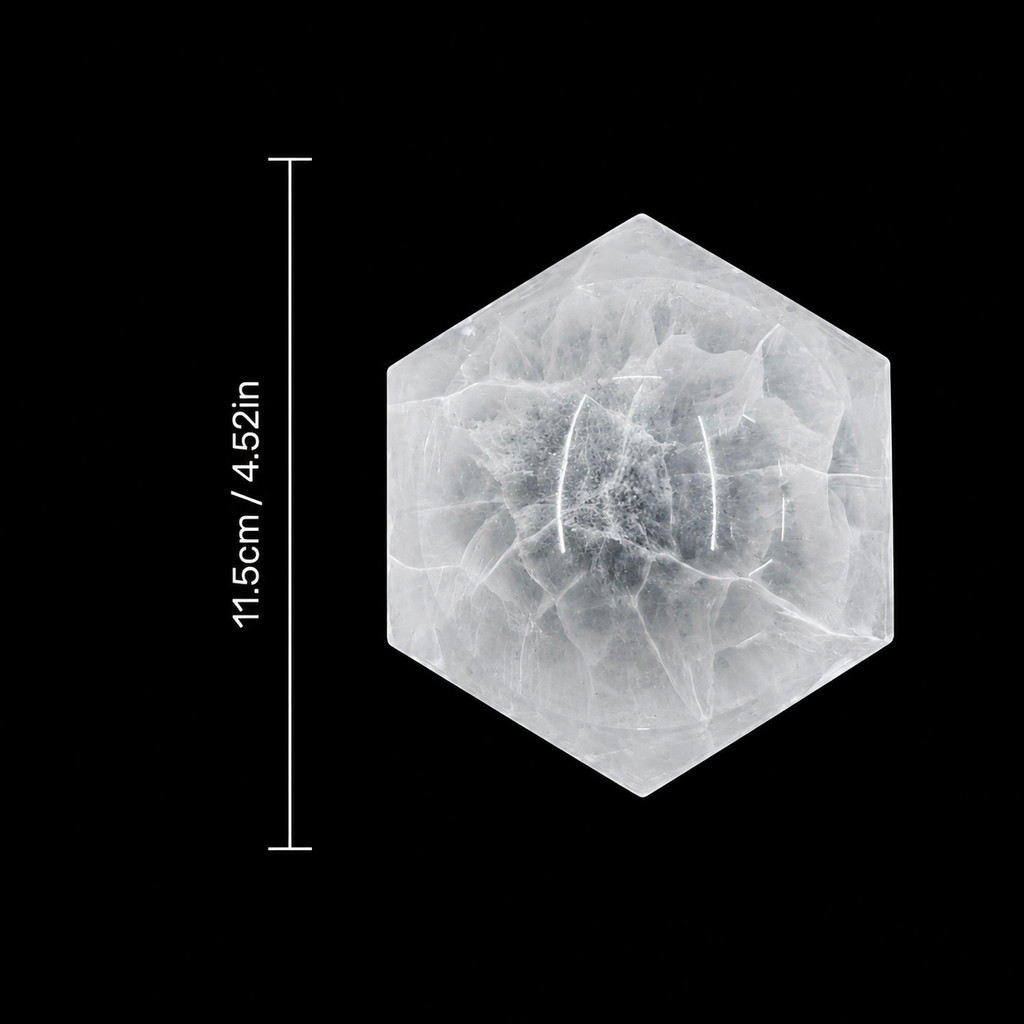 Selenite Bowl – Hexagonal Round Inside