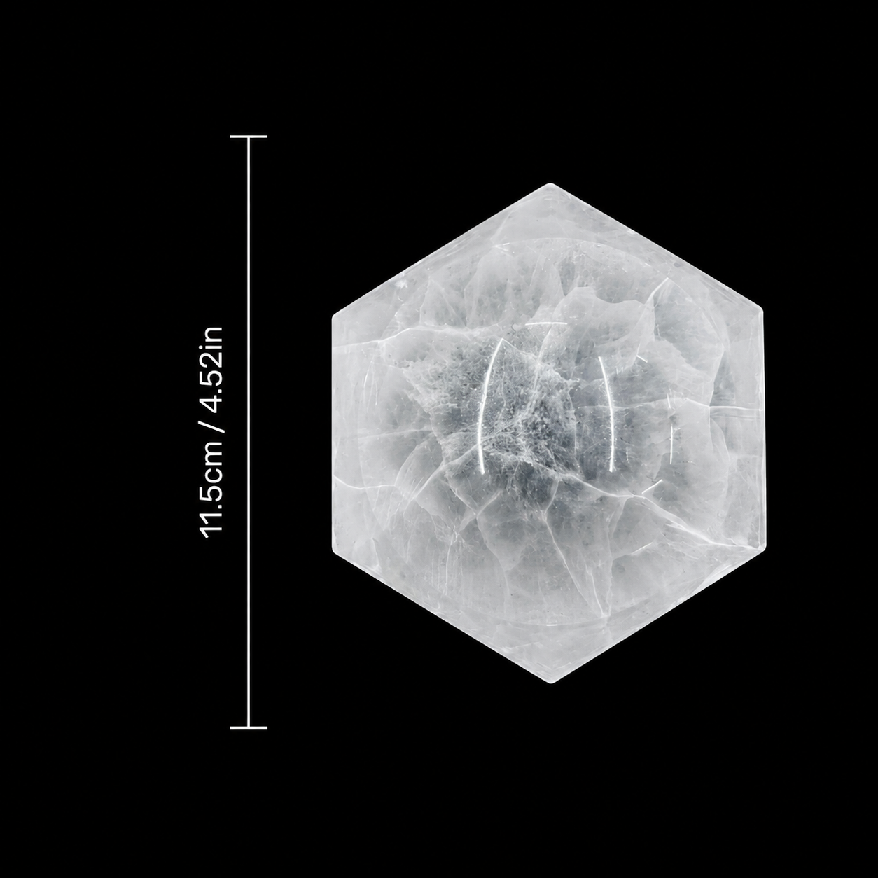 Selenite Bowl – Hexagonal Round Inside
