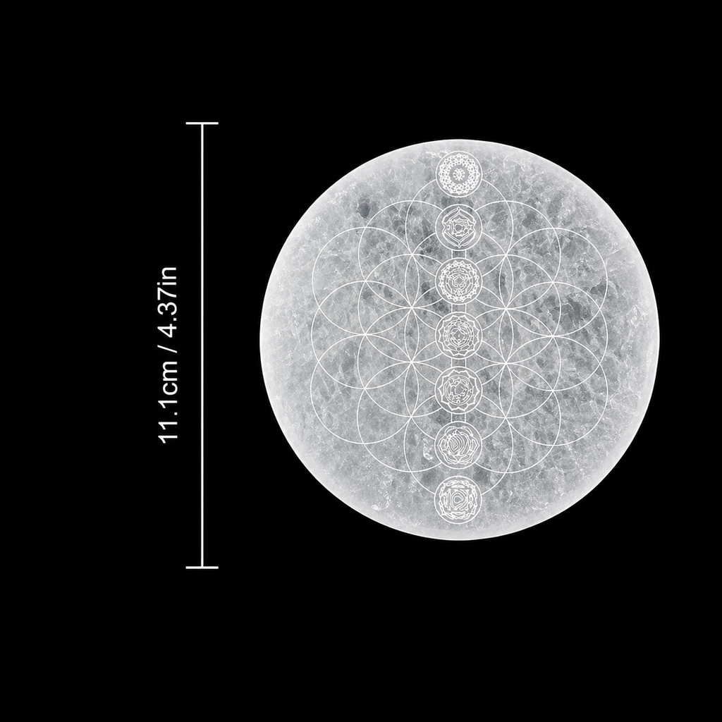 Selenite Disc – Round Tree of Life