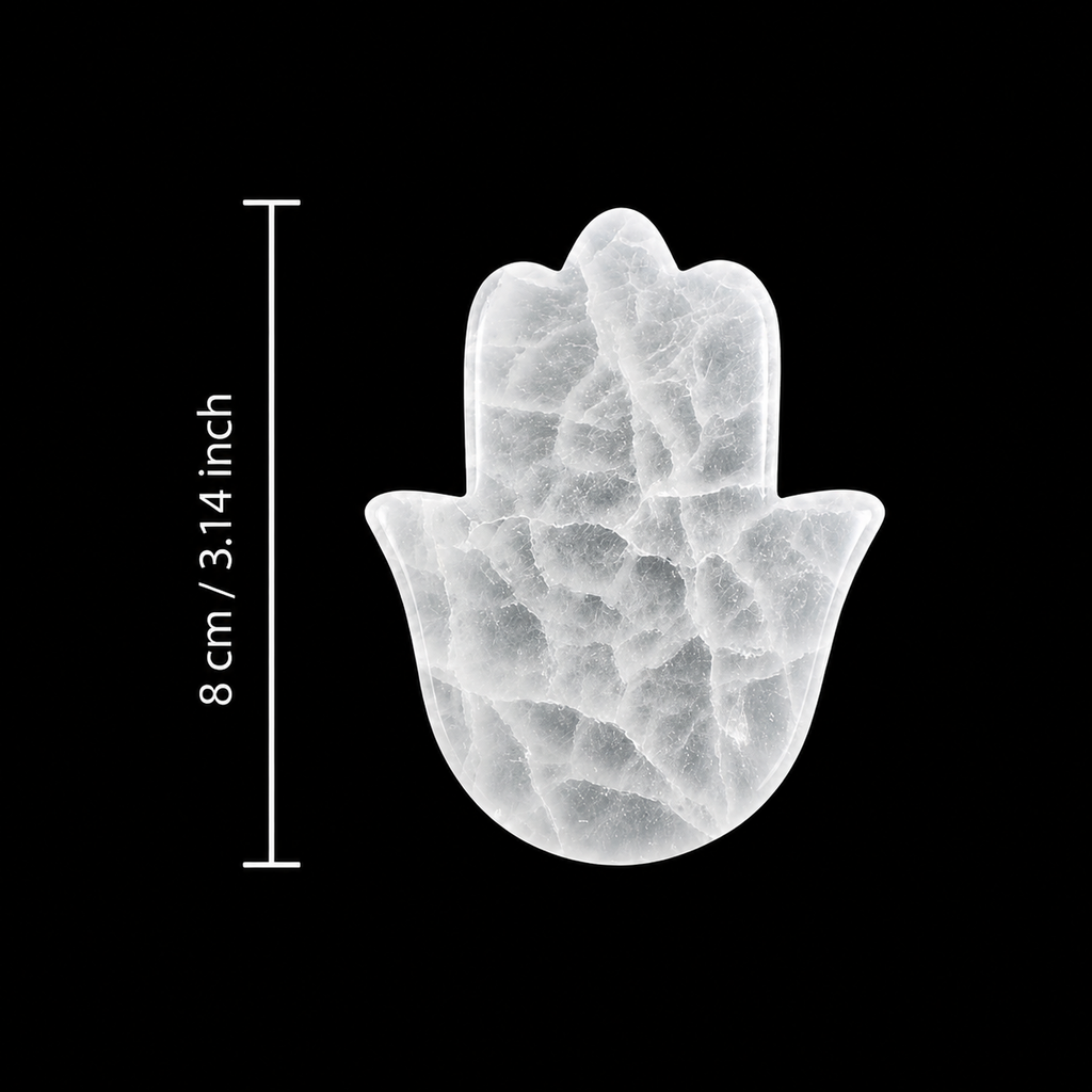 Selenite Disc – Hamsa Shape