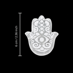 Selenite Disc – Hamsa Shape With Carving
