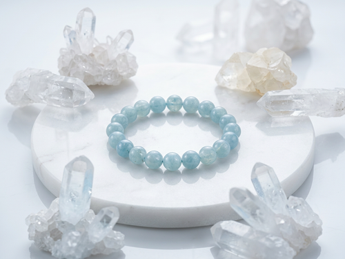 Natural Aquamarine Bracelet – Healing Crystal for Calm, Communication & Positivity