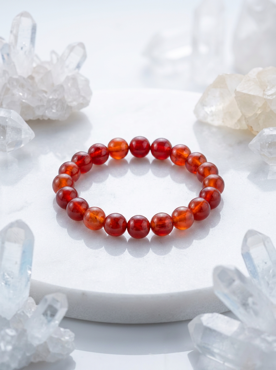 Natural Carnelian Bracelet – Healing Crystal for Confidence, Creativity & Motivation