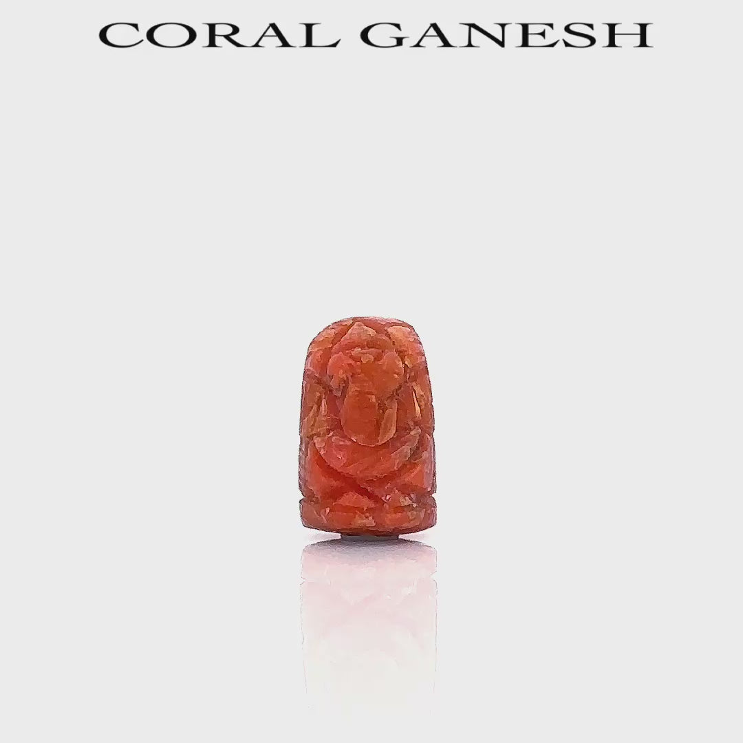 Coral Ganesha Pendant Small Size