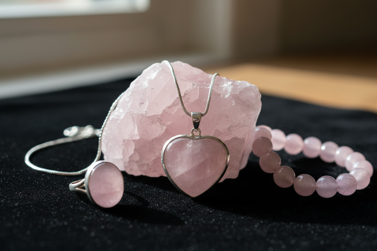 Rose Quartz Heart Pendant Banner
