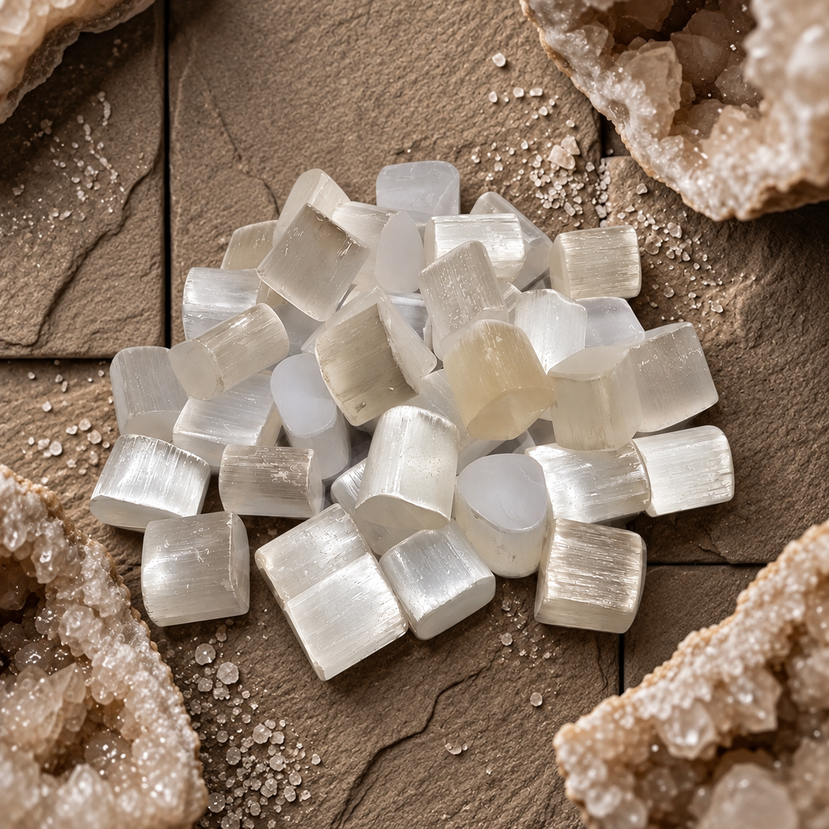 Selenite polished tumbles