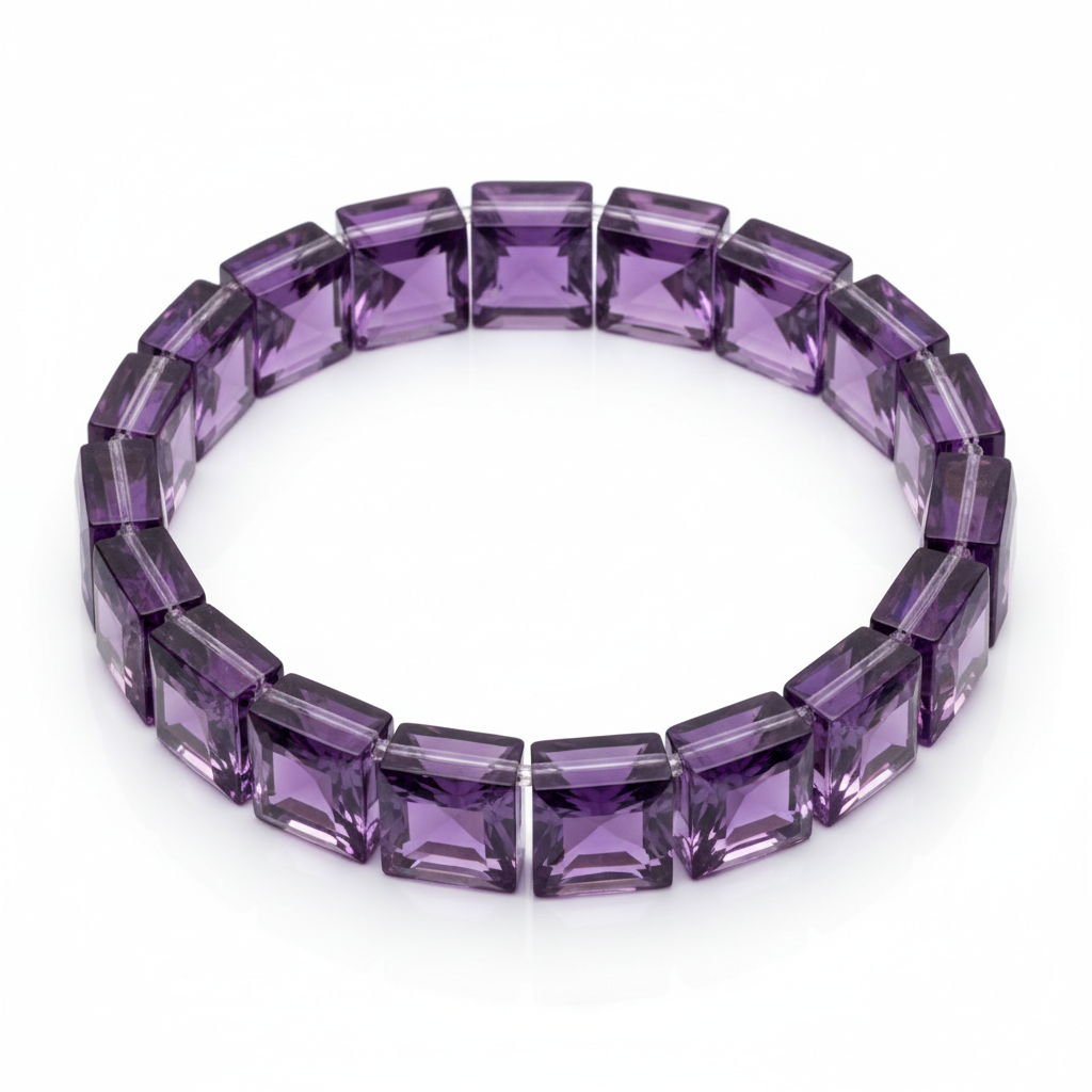 Amethyst Bracelet (Square Shape Beads)