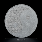 Selenite Disc – Round Ying Yang with Flower