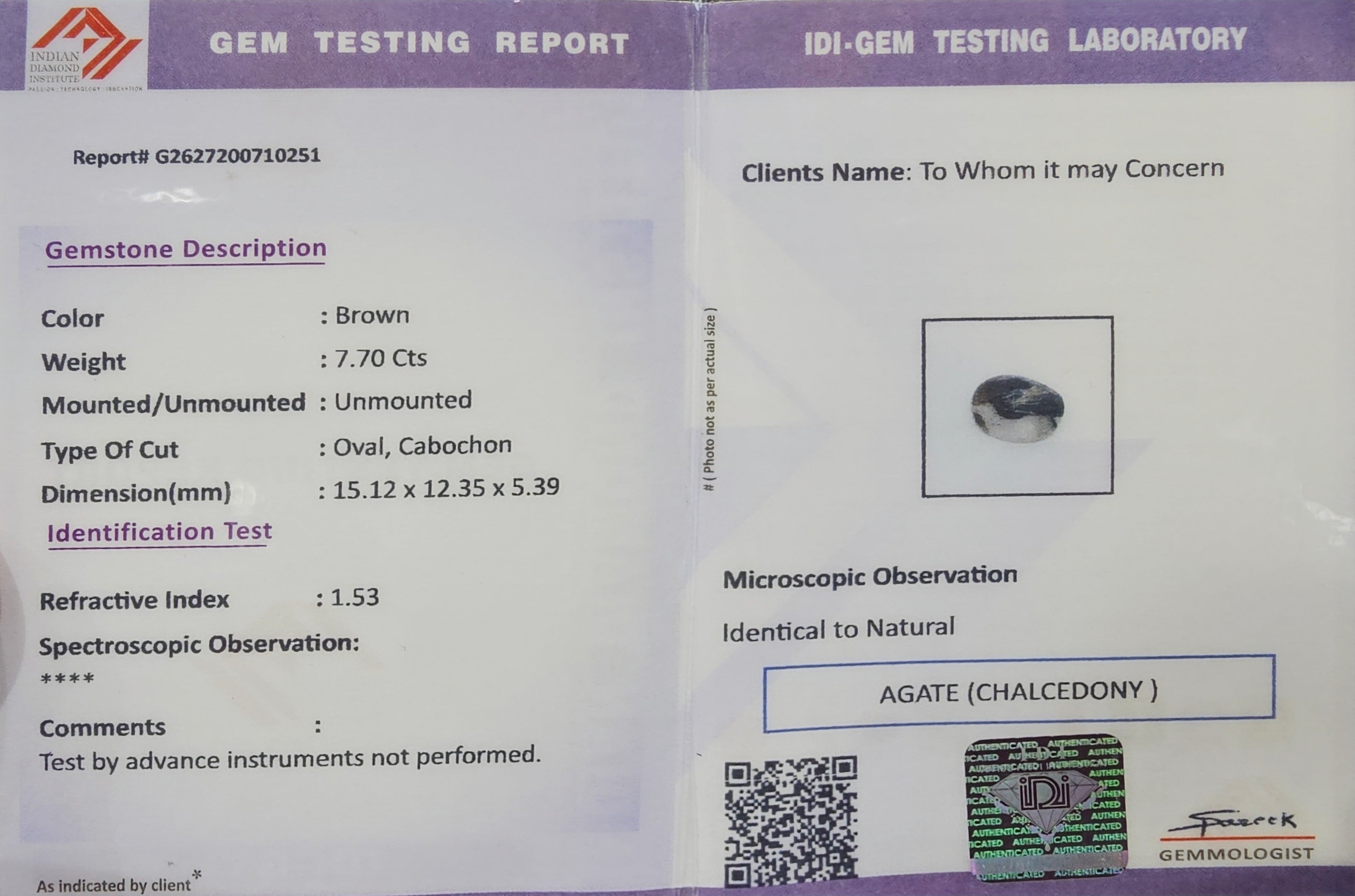 Certificate front